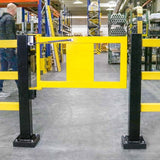 self-manual-closing-gate-BLACK-BULL-FLEX-impact-protection-system-hybrid-steel-under-run-protection-bar-plastic-flexible-railing-system-shock-absorbant-high-visibility-black-yellow-hot-dip-galvanised-powder-coated-modular-indoor-outdoor-traffic-lanes-forklift-pedestrian-safety-industrial-factories-plant-machinery