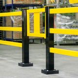 self-manual-closing-gate-BLACK-BULL-FLEX-impact-protection-system-hybrid-steel-under-run-protection-bar-plastic-flexible-railing-system-shock-absorbant-high-visibility-black-yellow-hot-dip-galvanised-powder-coated-modular-indoor-outdoor-traffic-lanes-forklift-pedestrian-safety-industrial-factories-plant-machinery