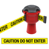 Skipper TM retractable 9 metre tape barrier system orange caution danger red green white blue yellow black reflective high visibility queue management traffic cone crowd flow control events safety belt roadworks guardrail security roadside restraint 