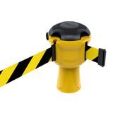 Skipper TM retractable 9 metre tape barrier system orange caution danger red green white blue yellow black reflective high visibility queue management traffic cone crowd flow control events safety belt roadworks guardrail security roadside restraint