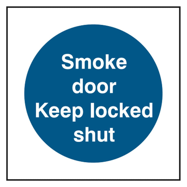 smoke-door-keep-locked-shut-sign-safety-extinguisher-signage-fire-evacuation-escape-hazard-identify-locate-instruct-alarm-prevention-regulations-compliance-gear-self-adhesive-rigid-PVC-foam-high-impact-polystyrene-photoluminescent-polycarbonate