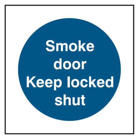 smoke-door-keep-locked-shut-sign-safety-extinguisher-signage-fire-evacuation-escape-hazard-identify-locate-instruct-alarm-prevention-regulations-compliance-gear-self-adhesive-rigid-PVC-foam-high-impact-polystyrene-photoluminescent-polycarbonate