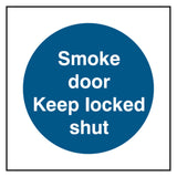 smoke-door-keep-locked-shut-sign-safety-extinguisher-signage-fire-evacuation-escape-hazard-identify-locate-instruct-alarm-prevention-regulations-compliance-gear-self-adhesive-rigid-PVC-foam-high-impact-polystyrene-photoluminescent-polycarbonate