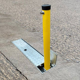 stealth-parking-post-ground-level-socket--galvanised-stainless-steel-powder-coated-folding-autopa-retractable-telescopic-bollard-security-bollards-traffic-management-removable-industrial-car-park-heavy-duty-urban-parking-lot-weather-resistant-durable-outdoor-integral-locks-lockable