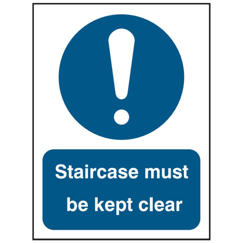 staircase-must-be-kept-clear-door-sign-safety-extinguisher-signage-fire-evacuation-escape-hazard-identify-locate-instruct-alarm-prevention-regulations-compliance-gear-self-adhesive-rigid-PVC-foam-high-impact-polystyrene-photoluminescent-polycarbonate