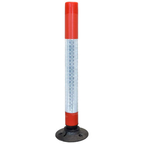 swinbac-cylinder-delineator-post-self-righting-melba-swintex-traffic-control-flexible-vehicle-impact-guidance-safety-reflective-highway-uv-resistant-plastic-bollard-pedestrian-starlux-bolt-down-bitumin-pad-adhesive-durable-heavy-duty

