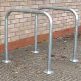 Sheffield-cycle-bike-bicycle-stand-rack-parking-outdoor-bolt-down-cast-in-secure-commercial-public-schools-urban-galvanised-steel-stainless-storage-durable-heavy-duty-cycle-custom-universities-college-flanged-ragged-grout-concrete