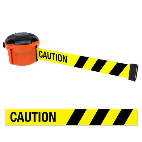 Skipper TM XS retractable barrier Indoor crowd control solutions Queue management tape barriers Safety partition Belt Pedestrian guidance Wall-mounted Access control Magnetic receivers Event warehouse