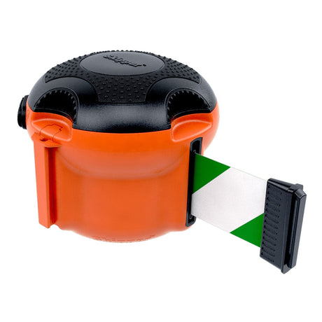 Skipper TM XS retractable barrier Indoor crowd control solutions Queue management tape barriers Safety partition Belt Pedestrian guidance Wall-mounted Access control Magnetic receivers Event warehouse