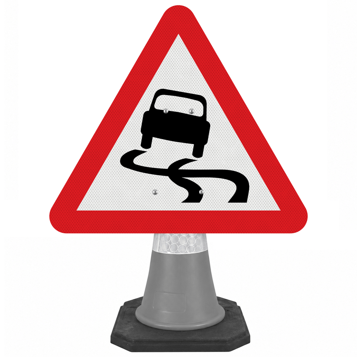 Slippery Road Surface 750mm Triangle Cone Sign (Single Cone) 557