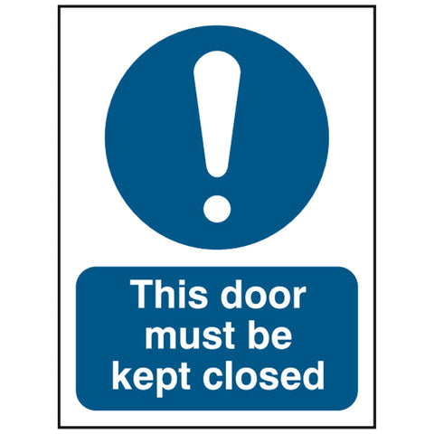 this-door-must-be-kept-closed-sign-safety-extinguisher-signage-fire-evacuation-escape-hazard-identify-locate-instruct-alarm-prevention-regulations-compliance-gear-self-adhesive-rigid-PVC-foam-high-impact-polystyrene-photoluminescent-polycarbonate