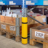 traffic-line-pallet-racking-protector-plastic-for-uprights-durable-guards-yellow-polyethylene-heavy-duty-warehouse-rack-pallet-end-impact-protection-industrial-commercial-depots-distribution-floor-damage-TUV-approved-velcro-straps-yellow-reusable