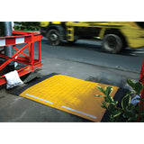 trenchguard-end-cap-ramp-trench-cover-public-safety-worksites-excavation-ground-works-lightweight-yellow-roadworks-cable-trenches-drainage-works-recyclable-HDPE-plastic-utility-heavy-duty-temporary-construction-industrial-pedestrian-roadwork-durable