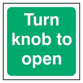 turn-knob-to-open-fire-safety-extinguisher-signage-evacuation-escape-hazard-identify-locate-instruct-alarm-prevention-assembly-regulations-compliance-gear-self-adhesive-rigid-PVC-foam-high-impact-polystyrene-photoluminescent-polycarbonate