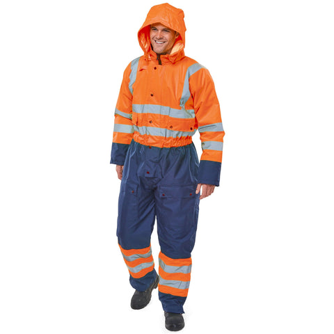 Orange/Navy Heavyweight polyester fabric of Thermal Overall