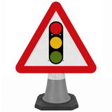 Traffic Lights Ahead 750mm Triangle Cone Sign (Single Cone) 543