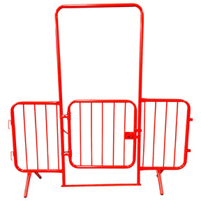 walkthrough-red-metal-pedestrian-barrier-fixed-leg-temporary-crowd-control-galvanised-steel-fence-interlocking-portable-heavy-duty-event-safety-construction-public-spaces-festival-durable-queue-perimeter-security-outdoor-indoor-weather-resistant