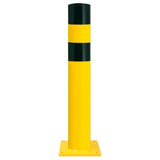 BLACK-BULL-heavy-duty-top-grade-steel-bollard-galvanised-powder-coated-yellow-black-industrial-durable-warehouses-factories-high-visibility-quality-TUV-tested-DGUV108007-surface-fix-bolt-down-concrete-in-ragged-concrete-filled