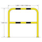 XL-heavy-duty-hoop-guard-black-yellow-indoor-outdoor-use-industrial-warehouses-depots-factories-safety-commercial-steel-powder-coated-distribution-forklift-damage-pallet-racking-impact-protection-galvanised-danger-zones-knee-bar-rigid