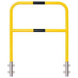 yellow-black-high-visibility-removable-wall-mounted-rails-hoop-guard-heavy-duty-indoor-outdoor-use-industrial-warehouses-depots-factories-safety-commercial-steel-powder-coated-distribution-forklift-damage-pallet-racking-impact-protection-galvanised-powder-coated-steel