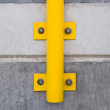 yellow-black-high-visibility-wall-mounted-rails-hoop-guard-heavy-duty-indoor-outdoor-use-industrial-warehouses-depots-factories-safety-commercial-steel-powder-coated-distribution-forklift-damage-pallet-racking-impact-protection-galvanised-powder-coated-steel