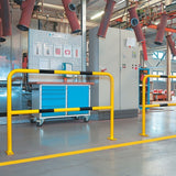 yellow-black-high-visibility-hoop-guard-heavy-duty-indoor-outdoor-use-industrial-warehouses-depots-factories-safety-commercial-steel-powder-coated-distribution-forklift-damage-pallet-racking-impact-protection-galvanised-powder-coated-steel