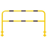 yellow-black-high-visibility-wall-mounted-rails-hoop-guard-heavy-duty-indoor-outdoor-use-industrial-warehouses-depots-factories-safety-commercial-steel-powder-coated-distribution-forklift-damage-pallet-racking-impact-protection-galvanised-powder-coated-steel