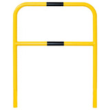 yellow-black-high-visibility-removable-wall-mounted-rails-hoop-guard-heavy-duty-indoor-outdoor-use-industrial-warehouses-depots-factories-safety-commercial-steel-powder-coated-distribution-forklift-damage-pallet-racking-impact-protection-galvanised-powder-coated-steel