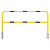 yellow-black-high-visibility-removable-wall-mounted-rails-hoop-guard-heavy-duty-indoor-outdoor-use-industrial-warehouses-depots-factories-safety-commercial-steel-powder-coated-distribution-forklift-damage-pallet-racking-impact-protection-galvanised-powder-coated-steel