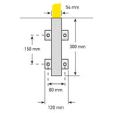 WALL-SOCKET-FOR-high-visibility-removable-wall-mounted-rails-hoop-guard-heavy-duty-indoor-outdoor-use-industrial-warehouses-depots-factories-safety-commercial-steel-powder-coated-distribution-forklift-damage-pallet-racking-impact-protection-galvanised-powder-coated-steel