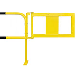 Yellow-black-steel-hoop-guard-indoor-safety-industrial-warehouse-manual-gate-self-closing-gate-protective-factories-protection-high-visibility-heavy-duty-robust-durable-commercial-distribution-depots-surface-fix-powder-coated-warning-hazard-bolt-down