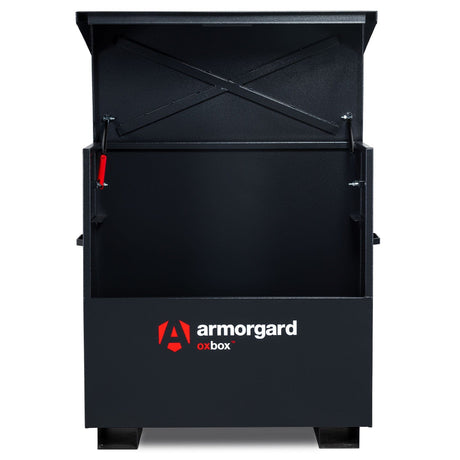 armorgard-oxbox-ox4-site-VAN-truck-chest-box-vault-box-secure-safe-security-lockable-weatherproof-tools-industrial-heavy-duty-gas-strut-robust-tough-steel-bolt-down-5-lever-deadlocks-steel-powder-coated-shelf