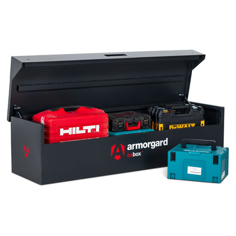 armorgard-oxbox-ox6-site-truck-chest-box-vault-box-secure-safe-security-lockable-weatherproof-tools-industrial-heavy-duty-gas-strut-robust-tough-steel-bolt-down-5-lever-deadlocks-steel-powder-coated-1200mm-665mm-630mm