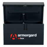 armorgard-oxbox-van-storage-vault-box-secure-safe-security-lockable-weatherproof-tools-industrial-heavy-duty-gas-strut-robust-tough-steel-bolt-down-5-lever-deadlocks-steel-powder-coated-885mm-470mm-450mm