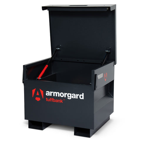 armorgard-tuffbank-tb21-site-VAN-truck-chest-box-vault-box-secure-safe-security-lockable-weatherproof-tools-industrial-heavy-duty-gas-strut-robust-tough-steel-bolt-down-5-lever-deadlocks-steel-powder-coated-shelf