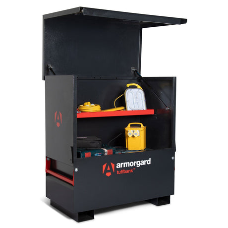 armorgard-tuffbank-tbc4-Deep-SHELF-site-VAN-truck-chest-box-vault-box-secure-safe-security-lockable-weatherproof-tools-industrial-heavy-duty-gas-strut-robust-tough-steel-bolt-down-5-lever-deadlocks-steel-powder-coated