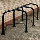 Ashby Cycle Stand, tubular design, bike security with flanged or ragged feet.