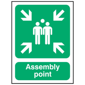 assembly-point-fire-extinguisher-signage-evacuation-escape-hazard-identify-locate-instruct-alarm-prevention-assembly-regulations-compliance-gear-self-adhesive-rigid-PVC-foam-high-impact-polystyrene-photoluminescent-polycarbonate
