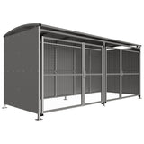 badby-MM1-galvanised-sheet-clad-sided-bike-shelter-mesh-doors-clear-roof-outdoor-bicycle-cycle-secure-steel-commercial-weatherproof-durable-enclosure-schools-university-college-flanged-base-plates-bolt-down-galvanised