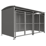 badby-MM1-galvanised-sheet-clad-sided-bike-shelter-mesh-doors-clear-roof-outdoor-bicycle-cycle-secure-steel-commercial-weatherproof-durable-enclosure-schools-university-college-flanged-base-plates-bolt-down-galvanised