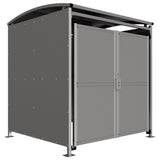 badby-MM2-galvanised-sheet-clad-doors-sided-bike-shelter-mesh-doors-clear-roof-outdoor-bicycle-cycle-secure-steel-commercial-weatherproof-durable-enclosure-schools-university-college-flanged-base-plates-bolt-down-galvanised