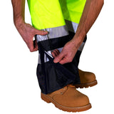 Reflective tape on hi-vis trousers, Ankle gusset with hook and loop closure