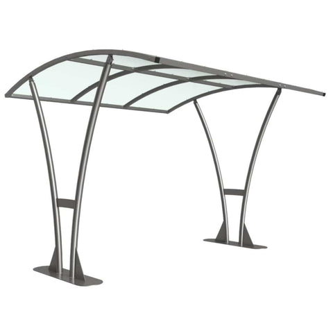 Bentham Cycle Shelter with clear PETG roof and galvanised steel frame.