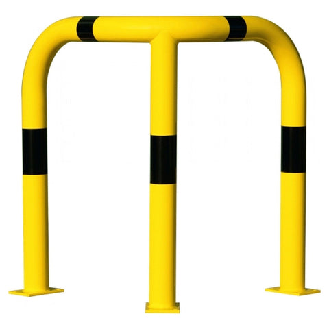 black-bull-corner-protection-guards-XL-yellow-black-hot-dip-galvanised-indoor-outdoor-powder-coated-industrial-warehouse-heavy-duty-metal-wall-corner-high-impact-safety-guards-bolt-down-surface-mount-high-visibility-durable-impact-protection