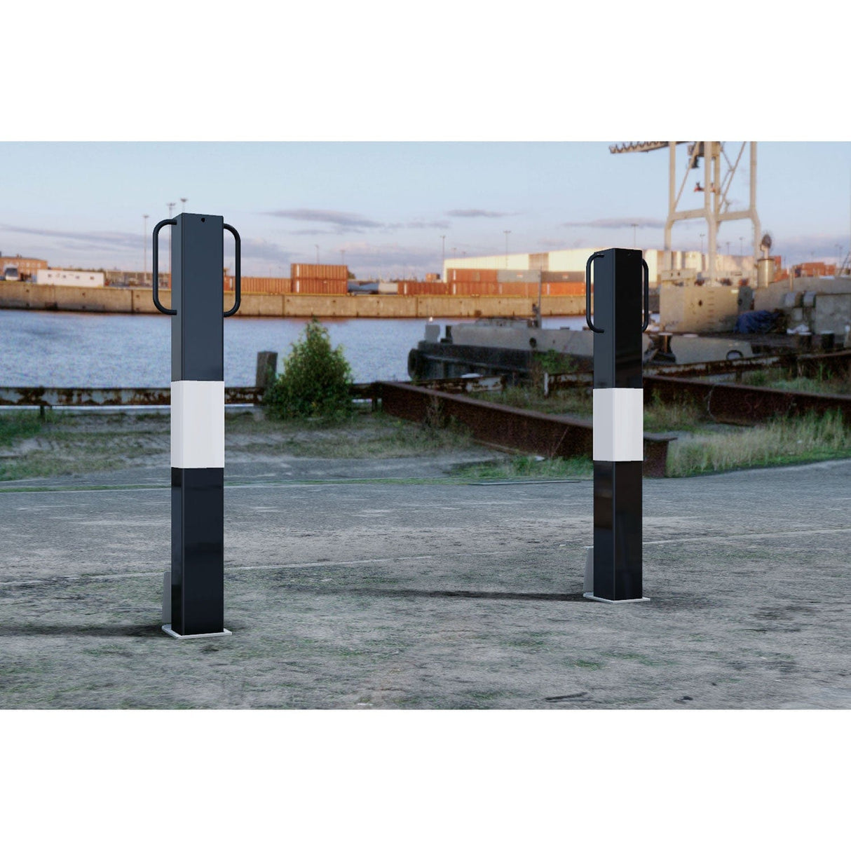 Removable Square Black & White Safety Bollards 