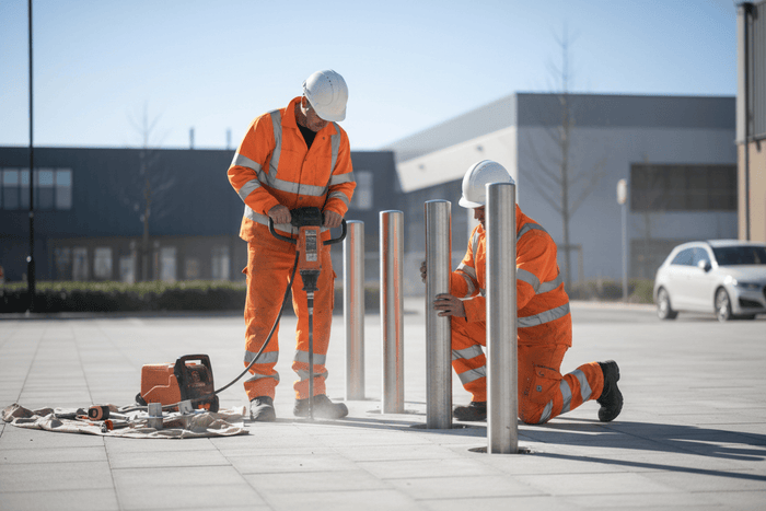 Bollard Installation in Progress