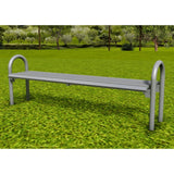 Caldecott Steel Bench with backrest for durable public seating.