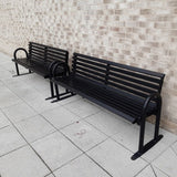 Caldecott Steel Seat with backrest for durable public seating.