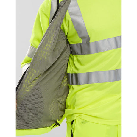 Carnoustie Hi-vis Fleece Jacket in Saturn Yellow - High Density 300gm Polyester Fabric, Angled Hand Warmer Pockets, Retro-Reflective Tape