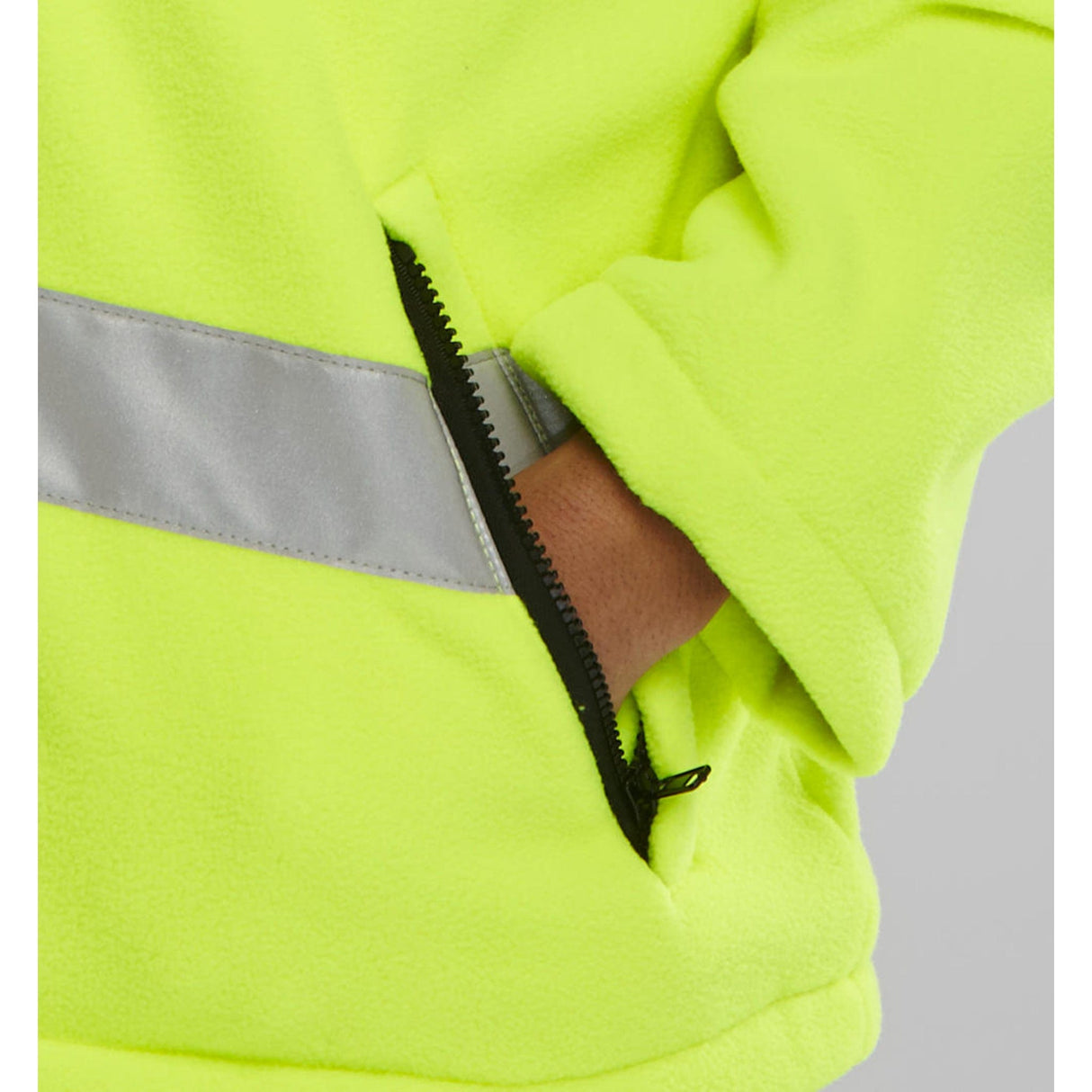 Carnoustie Hi-vis Fleece Jacket in Saturn Yellow - High Density 300gm Polyester Fabric, Angled Hand Warmer Pockets, Retro-Reflective Tape
